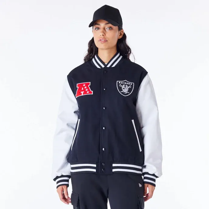 Las Vegas Raiders NFL Patch Black Varsity Jacket