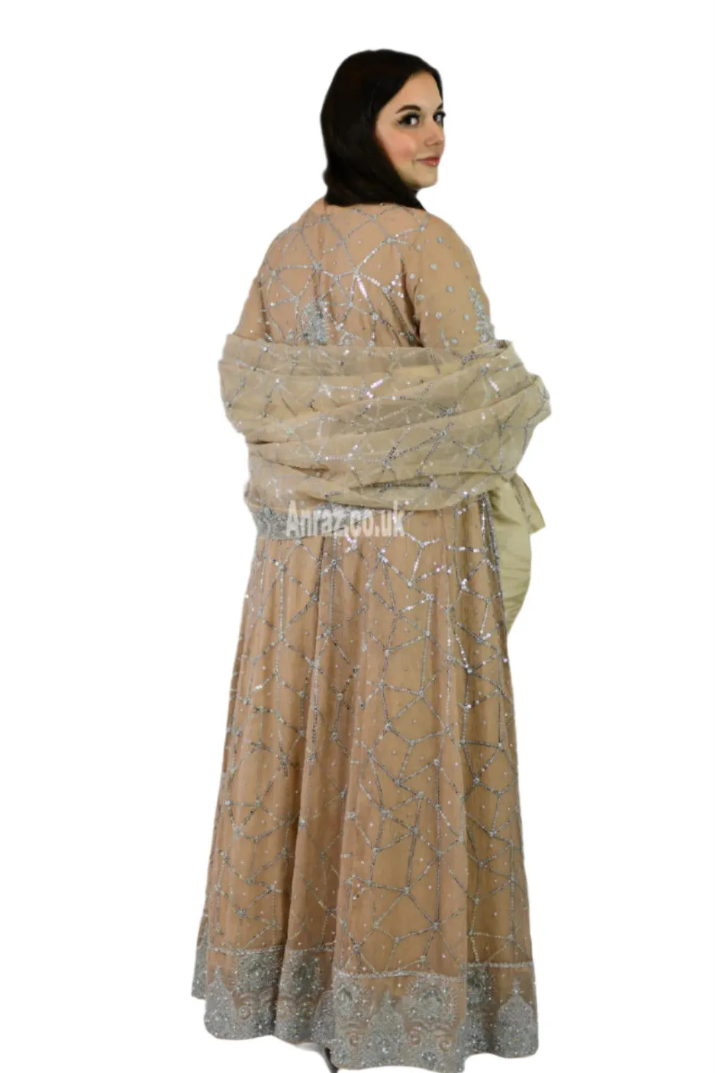 Long Heavy Anarkali Maxi outfit with matching potli bag