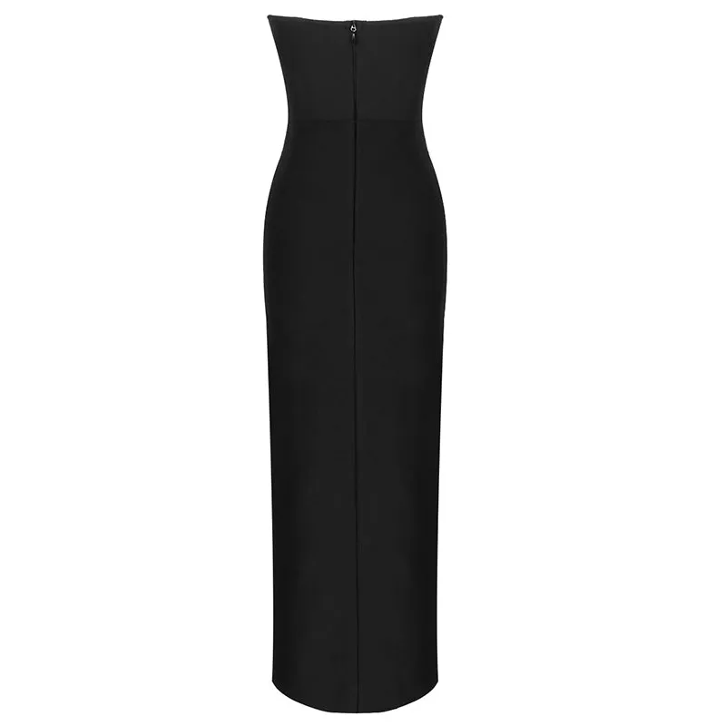 Long Strapless Backless Split Dress