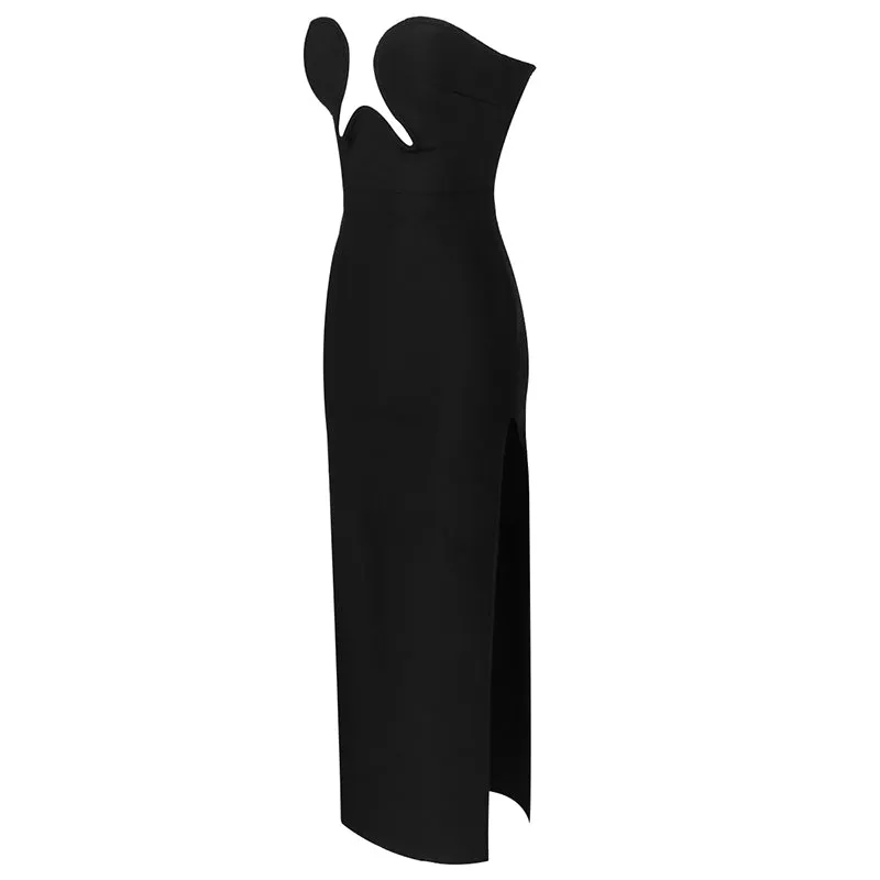 Long Strapless Backless Split Dress
