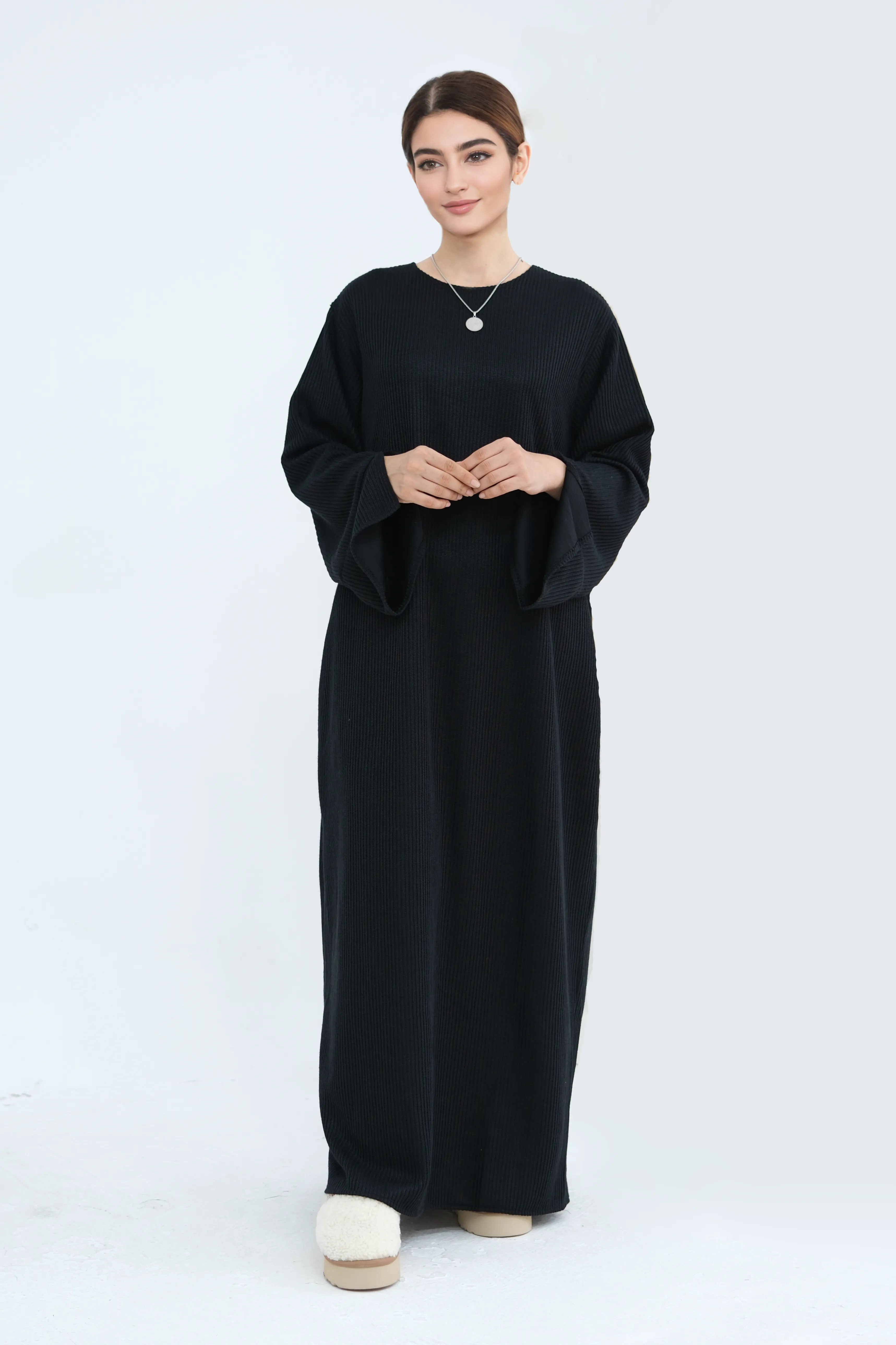 NOOR Knit Maxi Dress Abaya 912 - Black