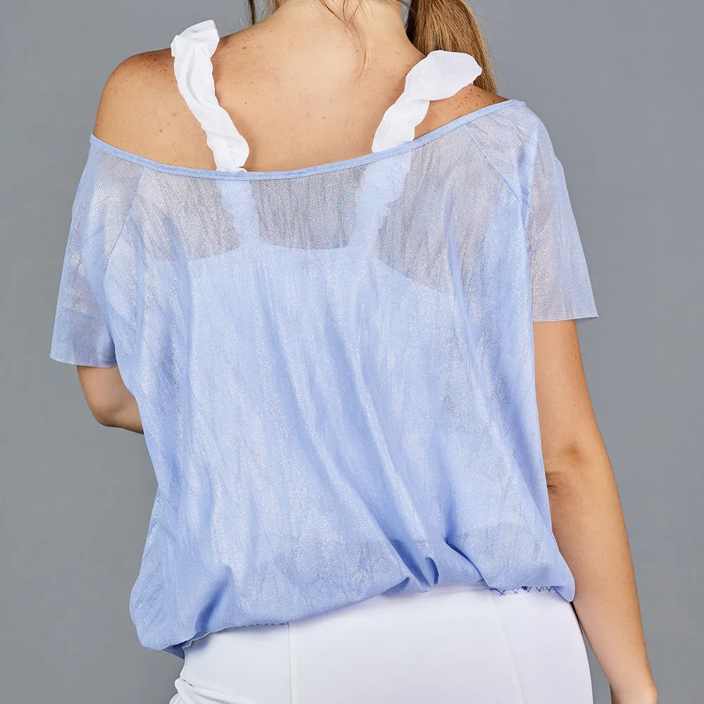 Notebook Blouson Layer Top (shimmer blue)