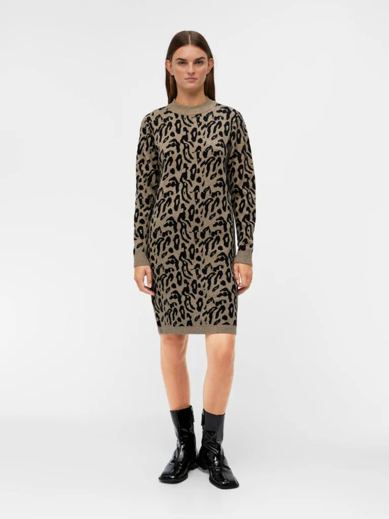 OBJRAY L/S KNIT DRESS AOP