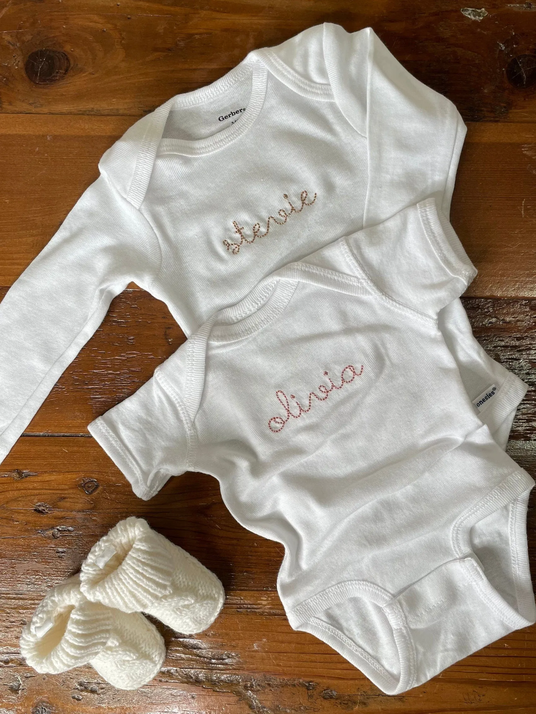 Personalized Embroidered Baby Onesie With Name, Short Sleeve, Long Sleeve, Bodysuit