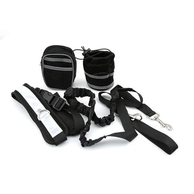 Pet Dog Cat Running Jogging Padded Waist Belt Reflective Strip Elastic Leash Perfect