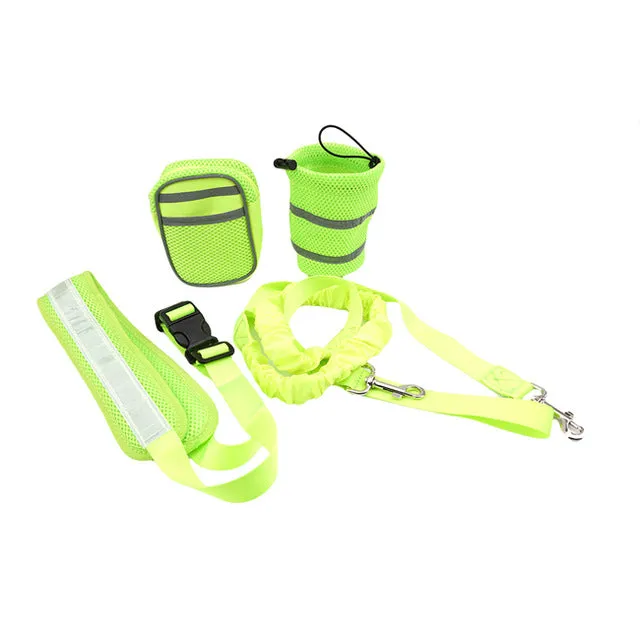 Pet Dog Cat Running Jogging Padded Waist Belt Reflective Strip Elastic Leash Perfect