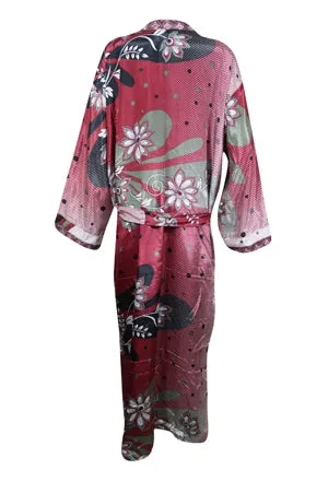 Pink Floral Print Resort Wear, Flowy Jacket, Duster Jacket, Comfortable Flowy Robe L-2X