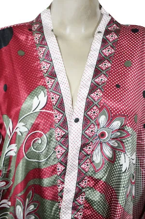 Pink Floral Print Resort Wear, Flowy Jacket, Duster Jacket, Comfortable Flowy Robe L-2X