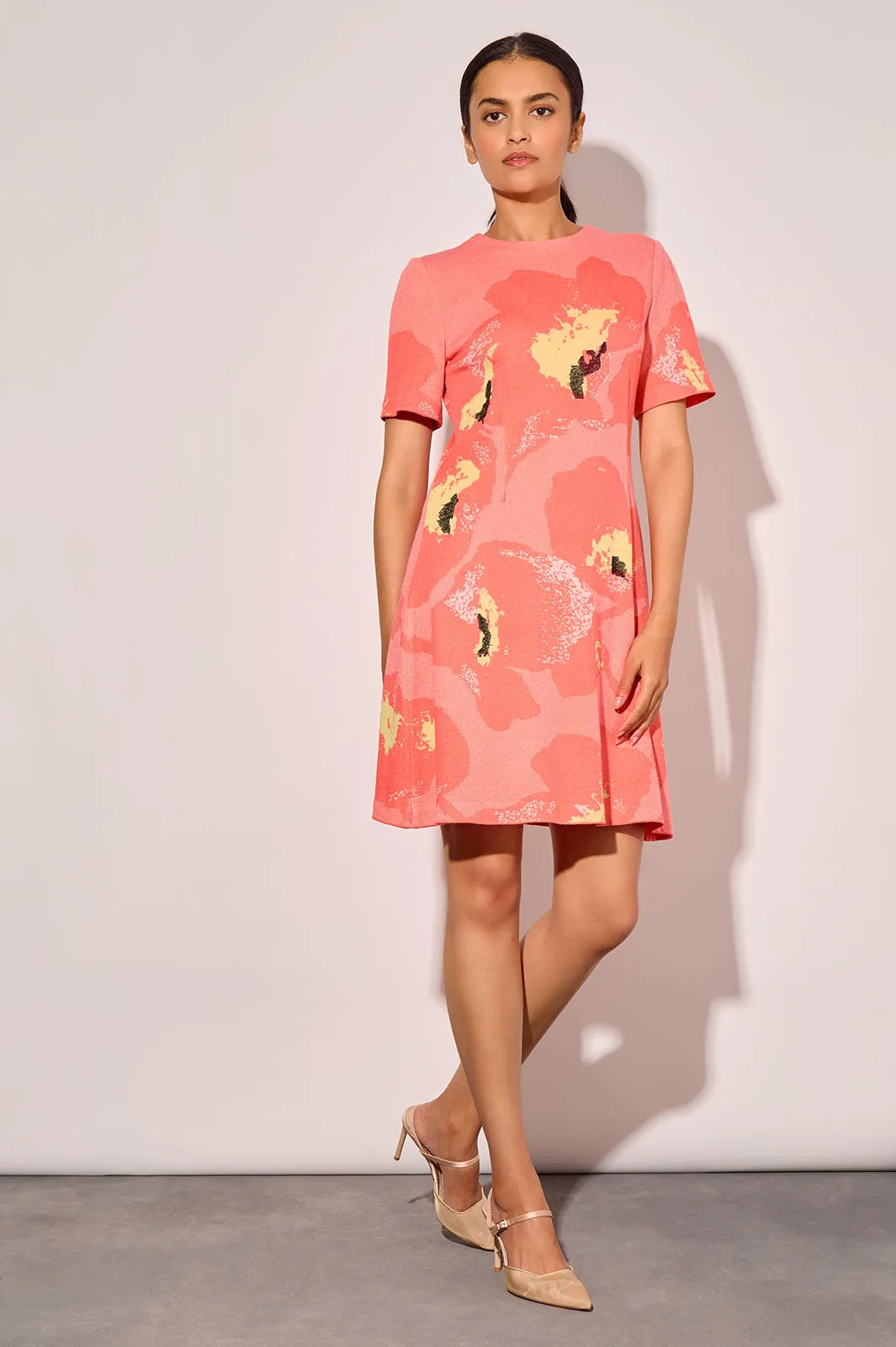 Plus Size Floral Jacquard Soft Knit A-Line Dress
