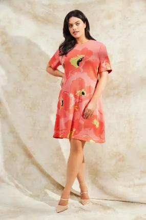 Plus Size Floral Jacquard Soft Knit A-Line Dress