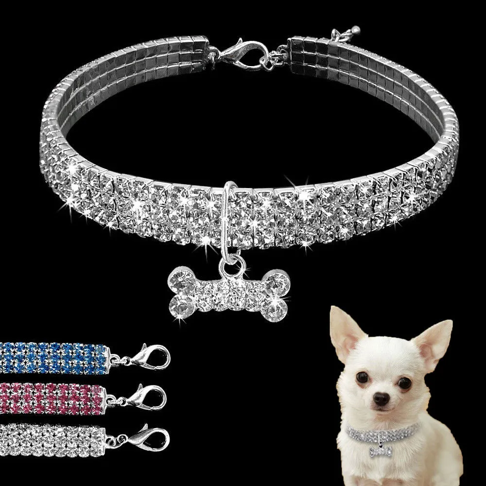 Rhinestone Crystal Collar for Small or Medium Dogs and Cats