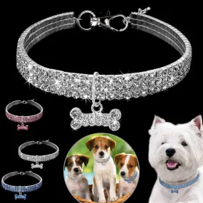 Rhinestone Crystal Collar for Small or Medium Dogs and Cats