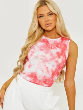 Richie Ribbed Tie-Dye Sleeveless Bodysuit In Pink