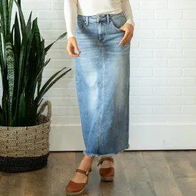 Risen High Rise Frayed Long Pencil Skirt