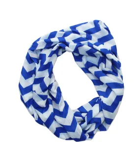 Royal Blue & White Chevron Infinity Scarf