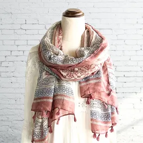 Salmon Scarf  - Boho Style Tassel