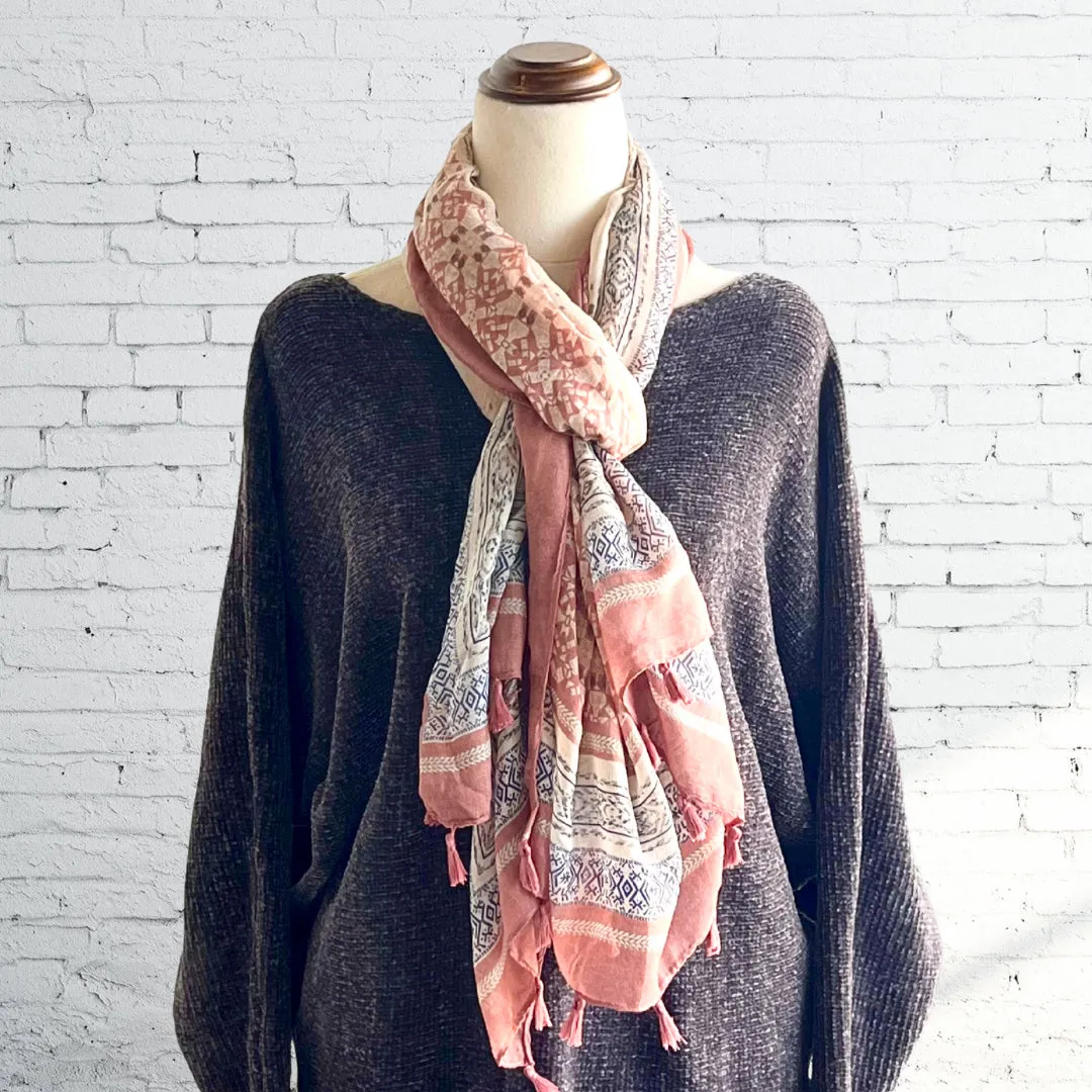 Salmon Scarf  - Boho Style Tassel