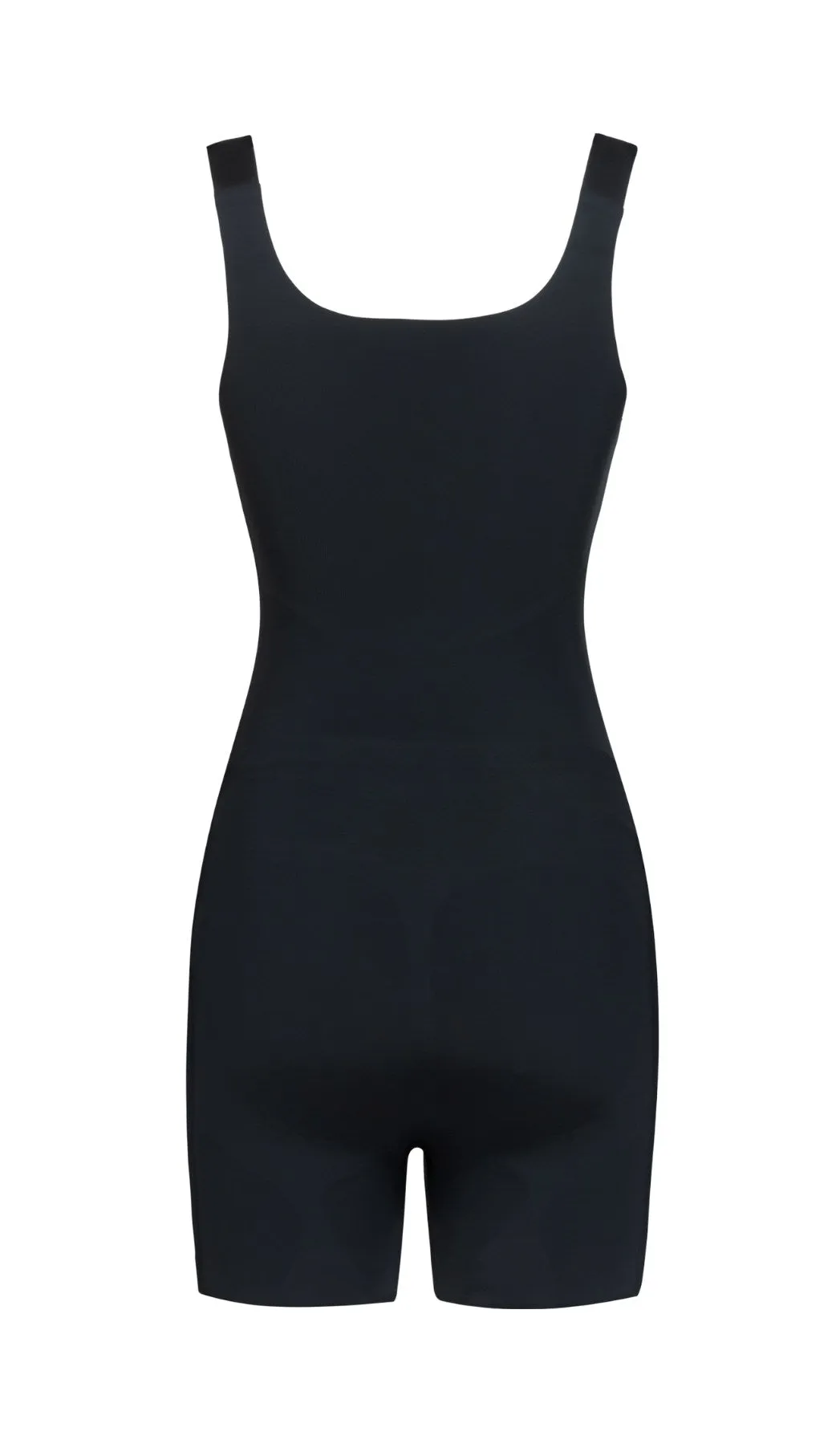SCULPTING WIDE-STRAP OVERALL - BLACK