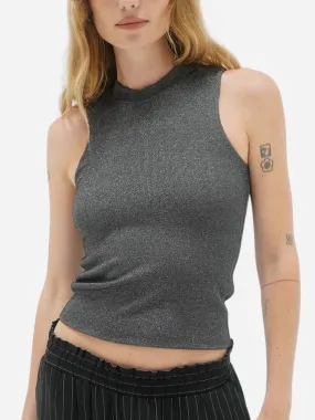 Sleeveless Double Layer Lurex Rib Top