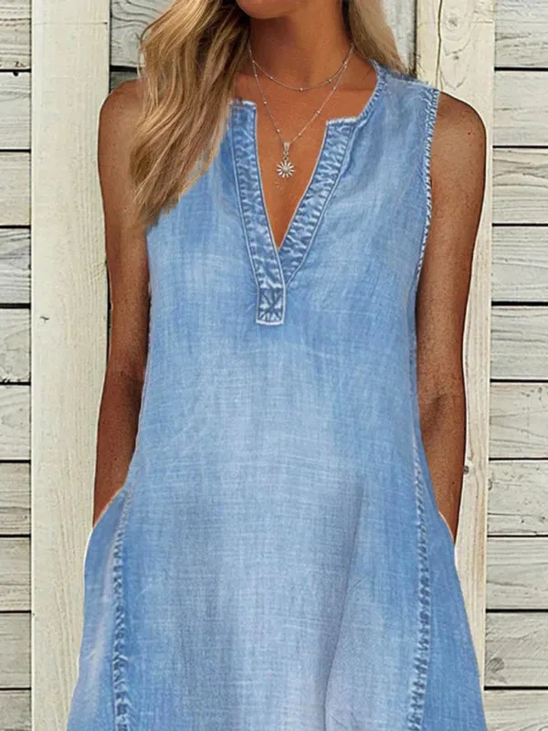 Sleeveless Loose Casual Denim Dress