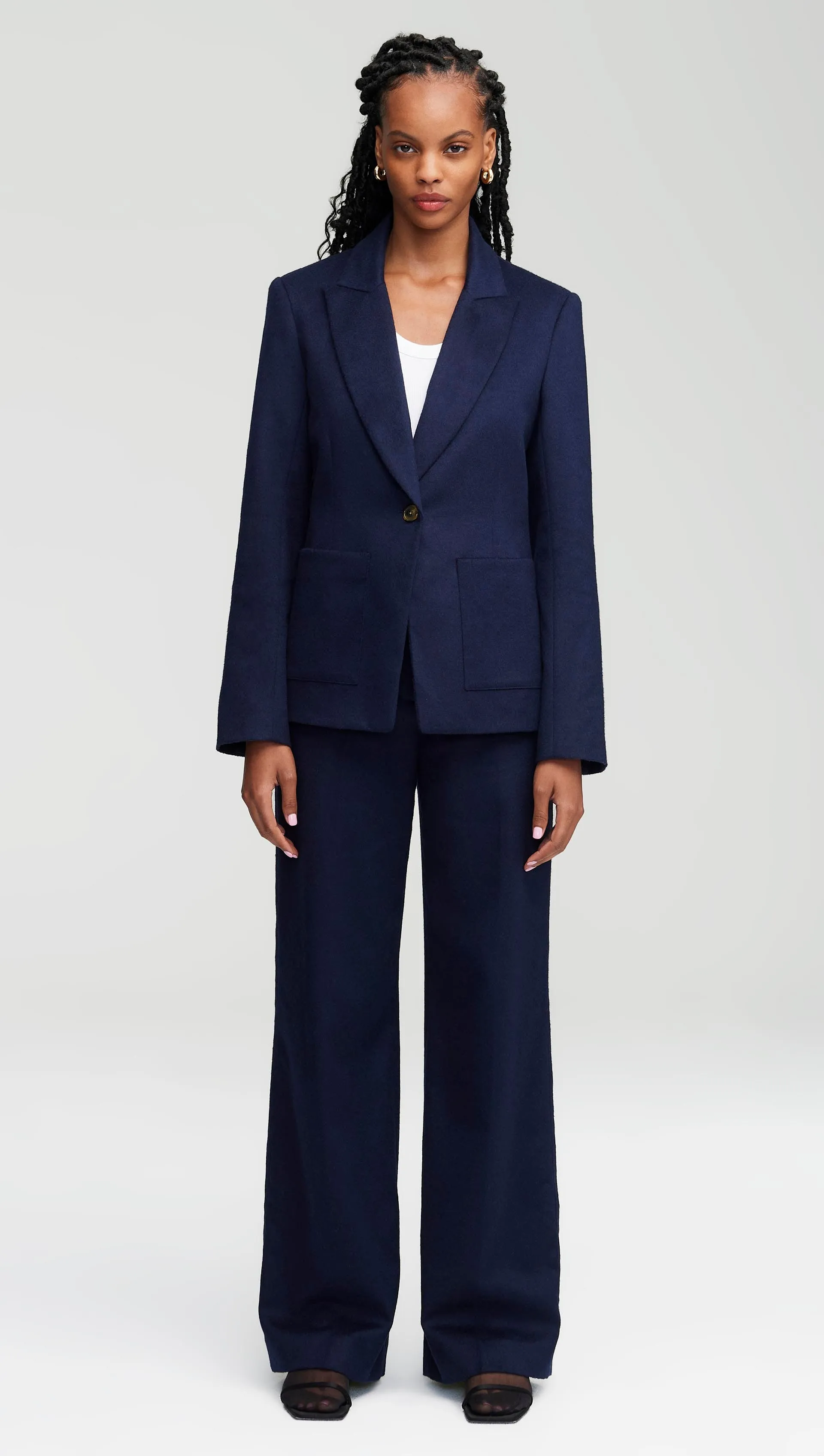 Soho Trouser in Textured Wool | Navy