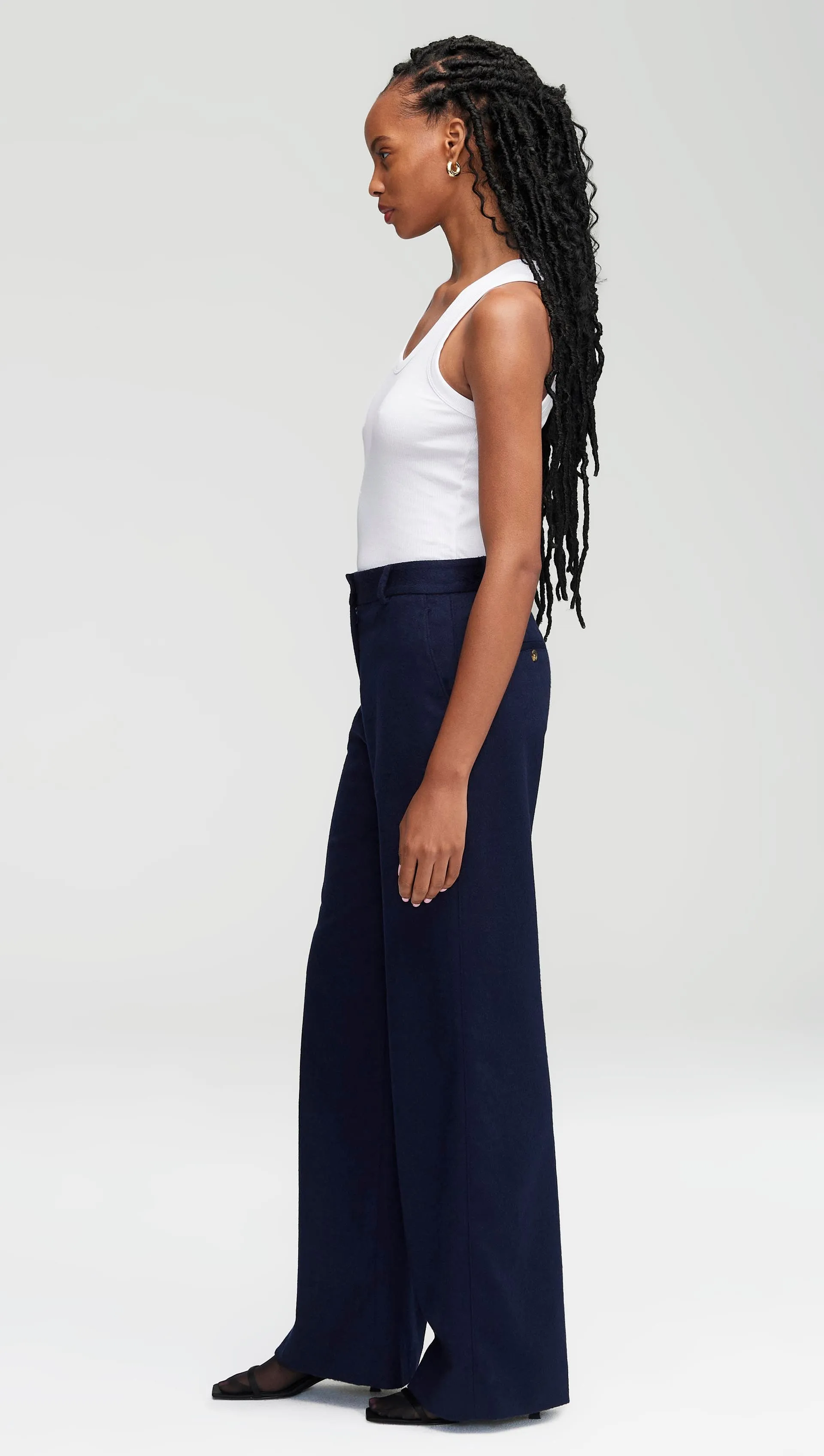 Soho Trouser in Textured Wool | Navy