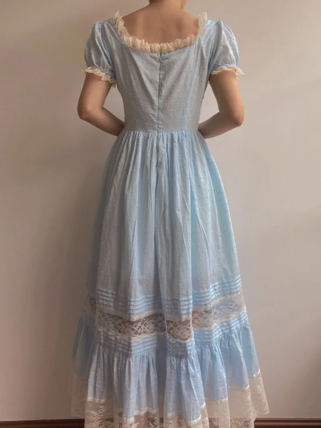 Square Neck Lace Maxi Dress
