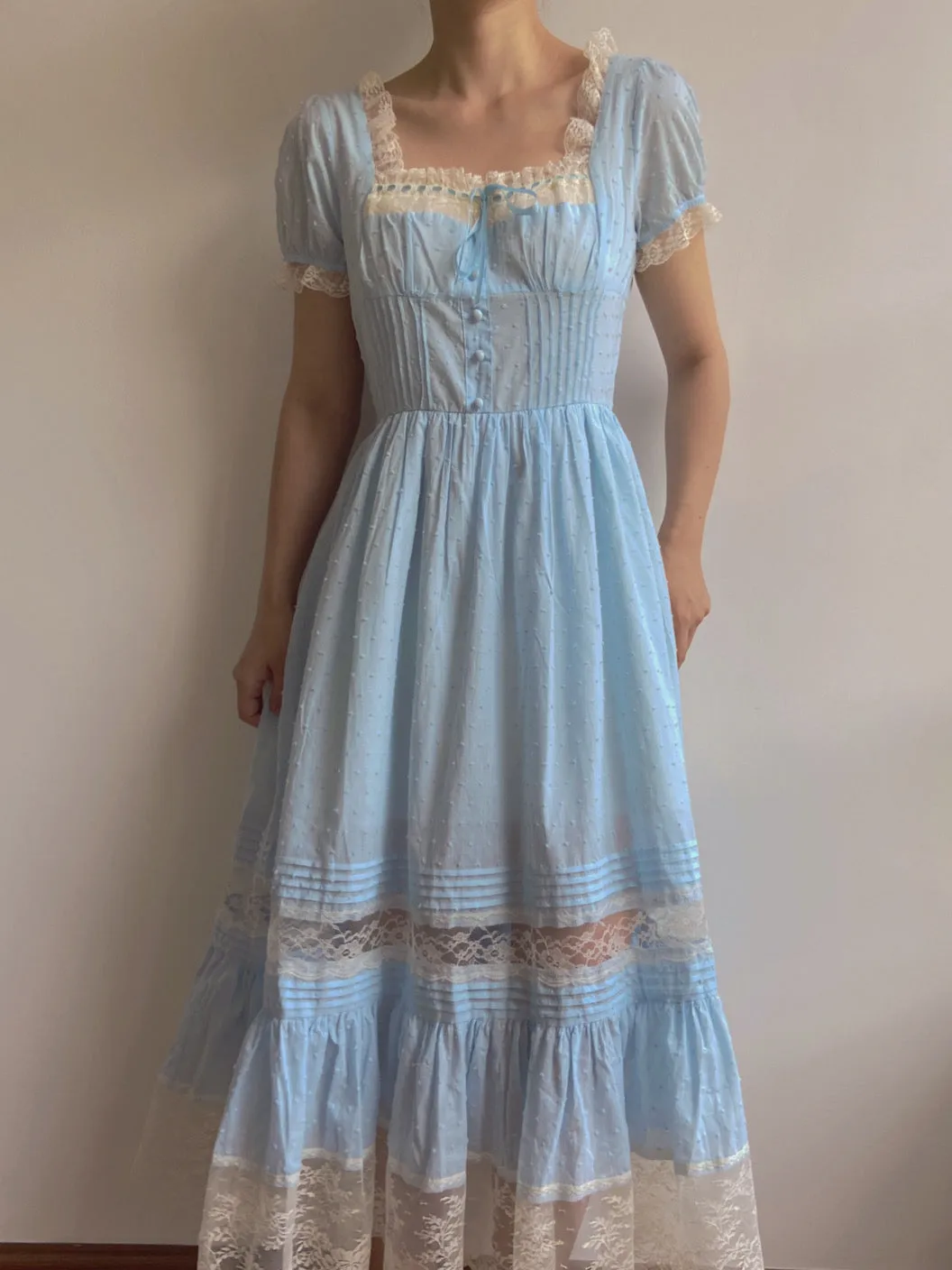 Square Neck Lace Maxi Dress