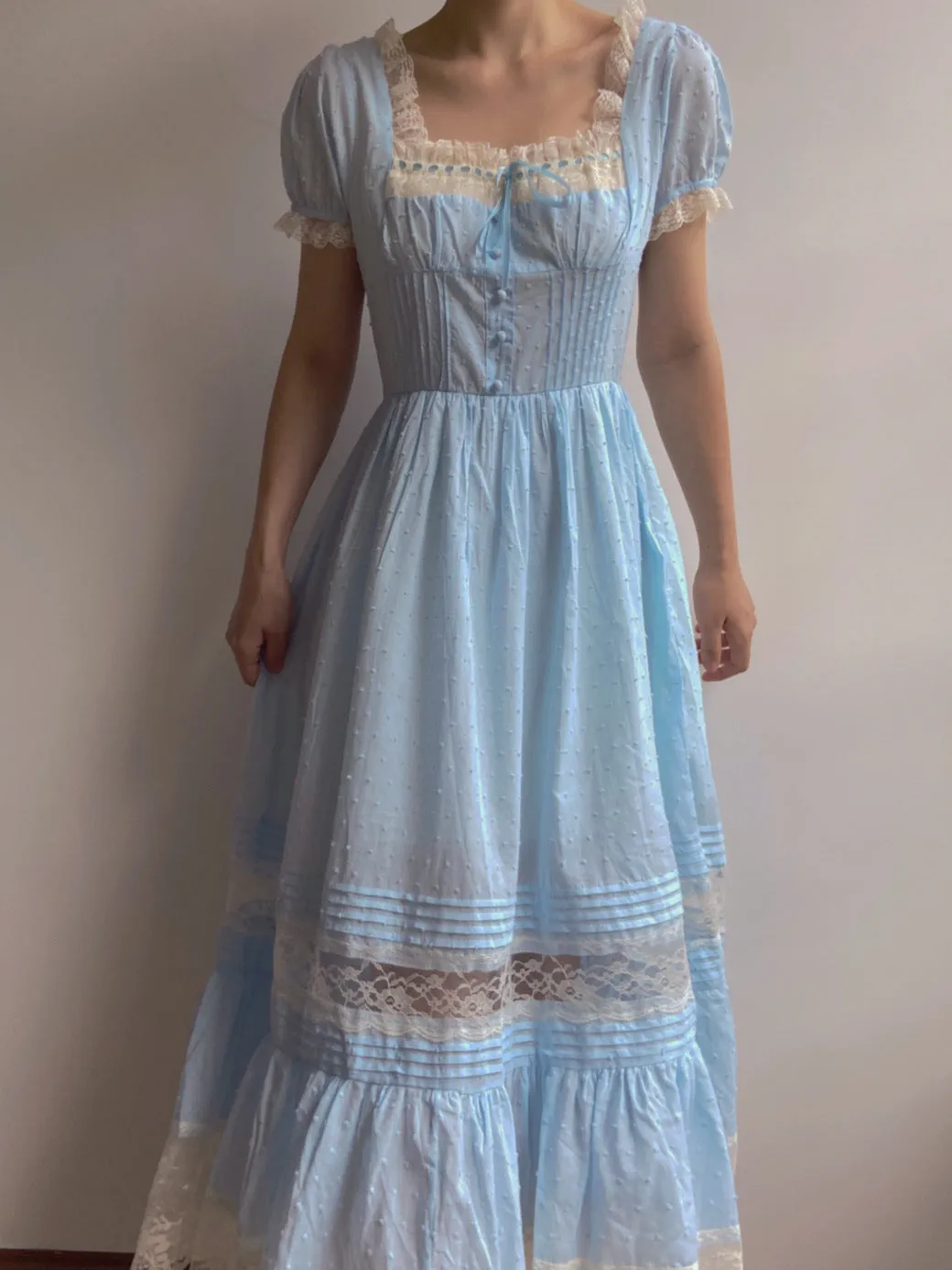 Square Neck Lace Maxi Dress
