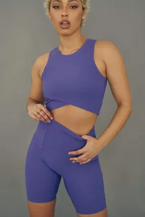 Stretch It Out Ribbed Crop - Violet Dusk