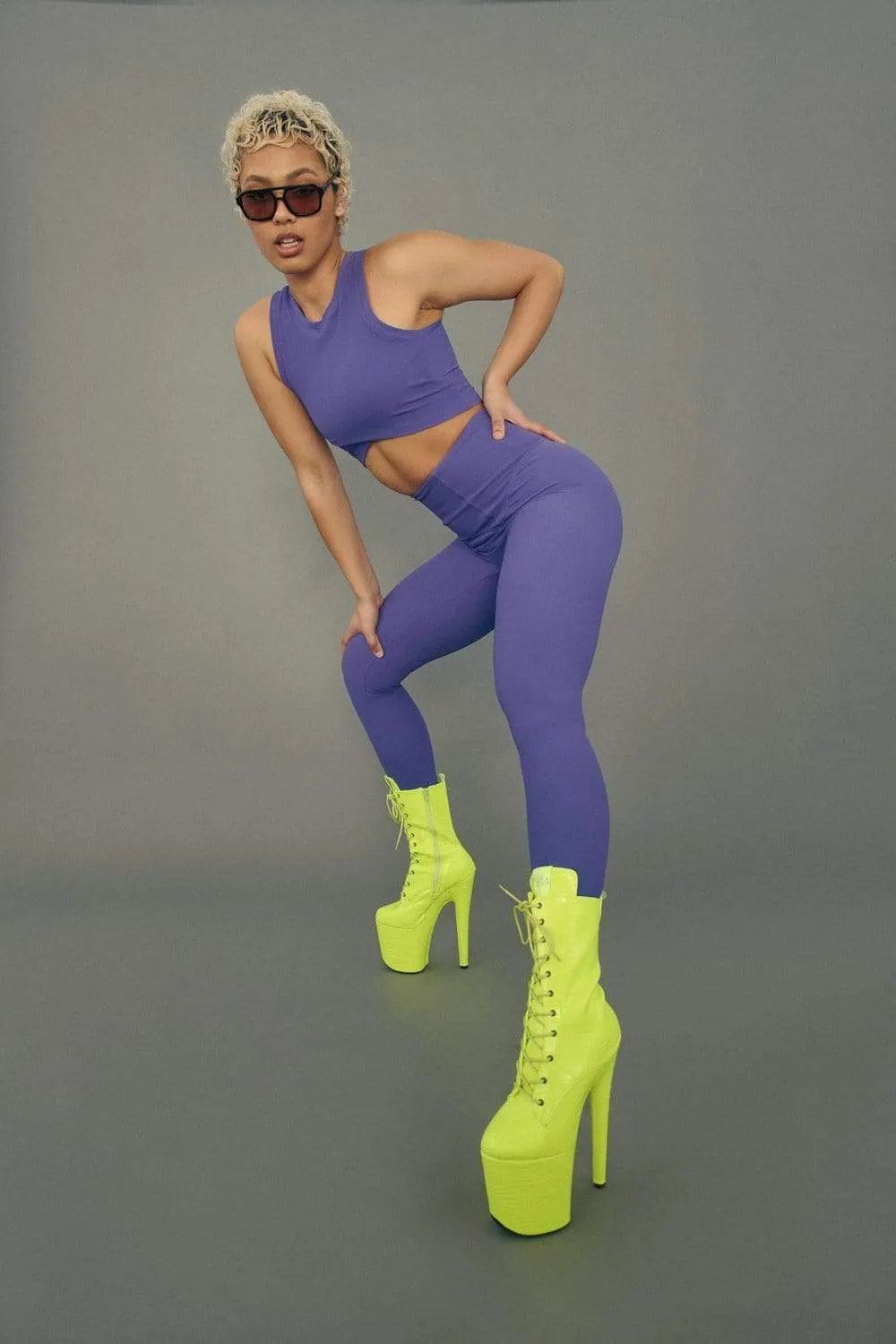 Stretch It Out Ribbed Crop - Violet Dusk