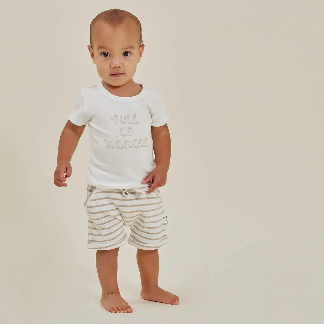 Stripe Rib Harem Shorts - Oatmeal