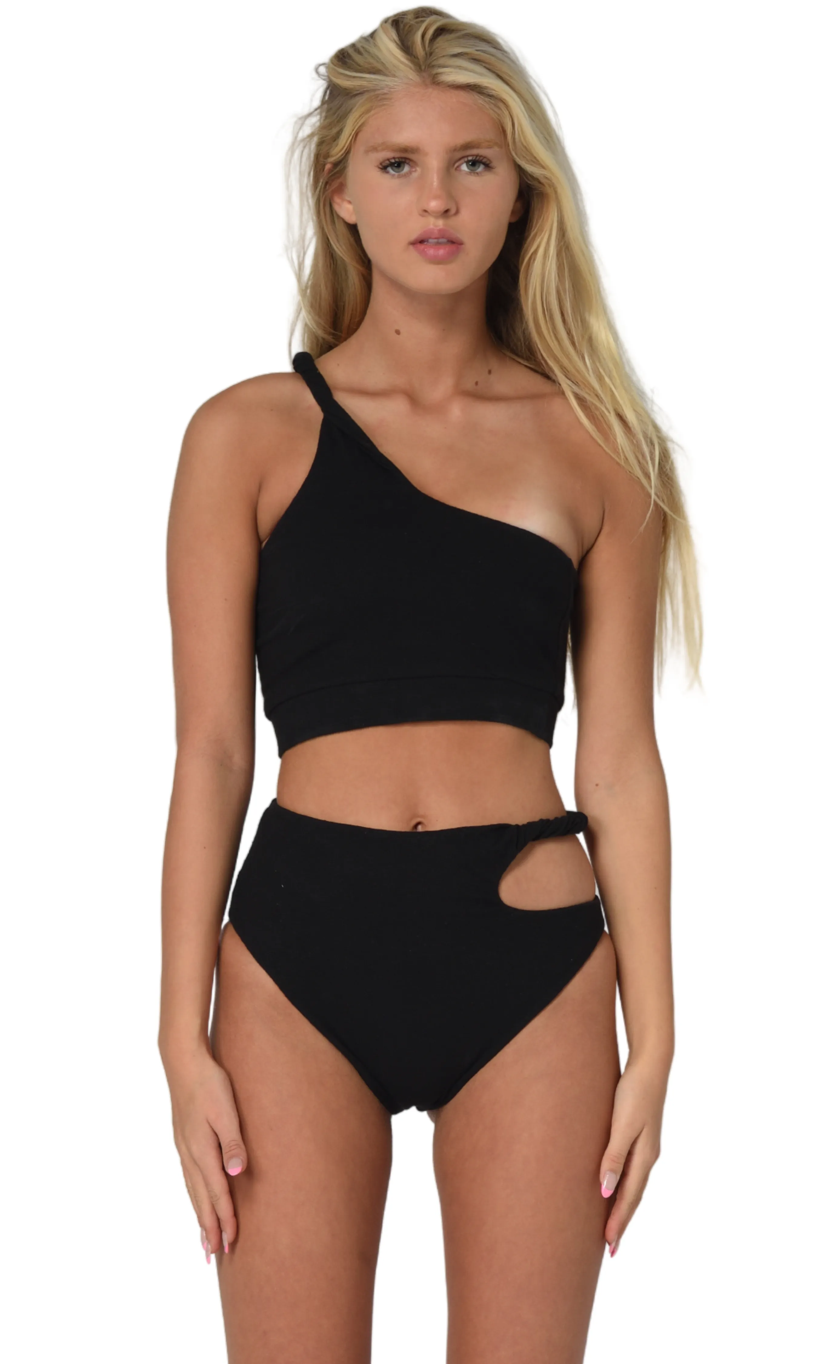 SWIRL BIKINI BOTTOM, BLACK