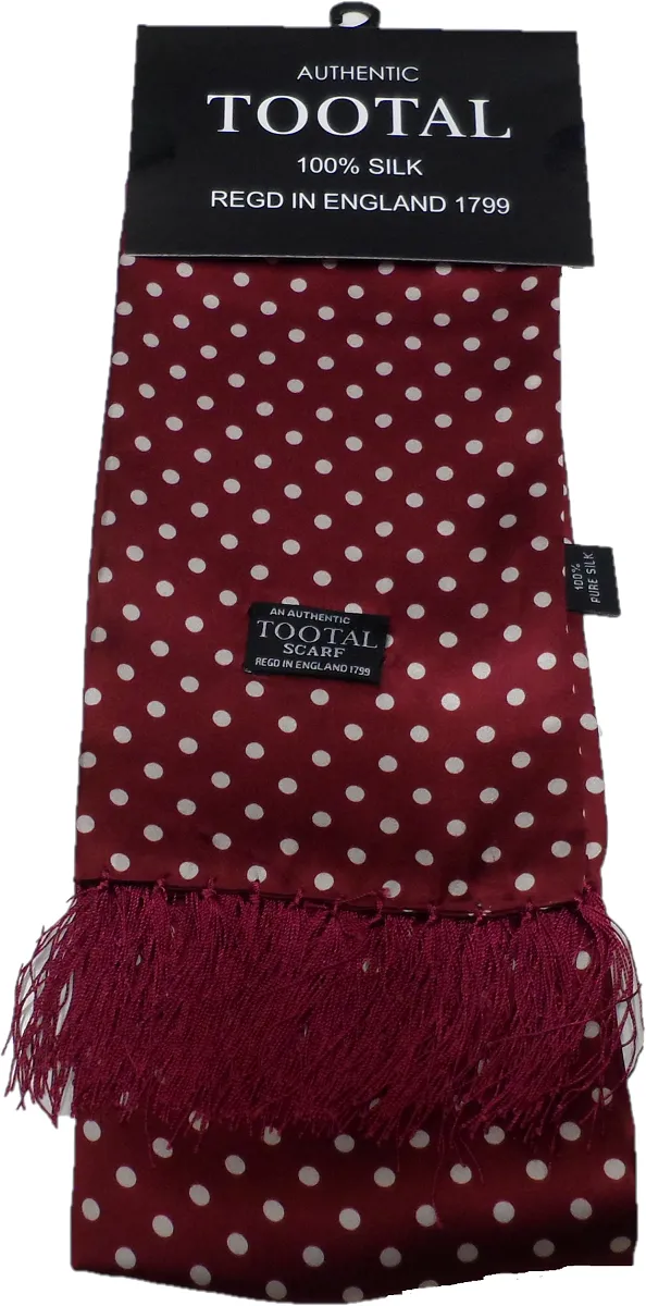 Tootal Vintage Burgundy/Cream Polka Dot 100% Silk Scarf