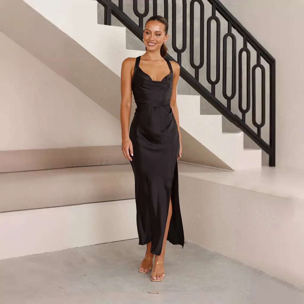 Women Sexy Backless Split Formal Dress