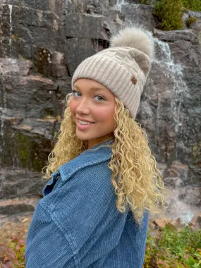 Woven Textured Pom C.C Beanie (Multiple Colors)