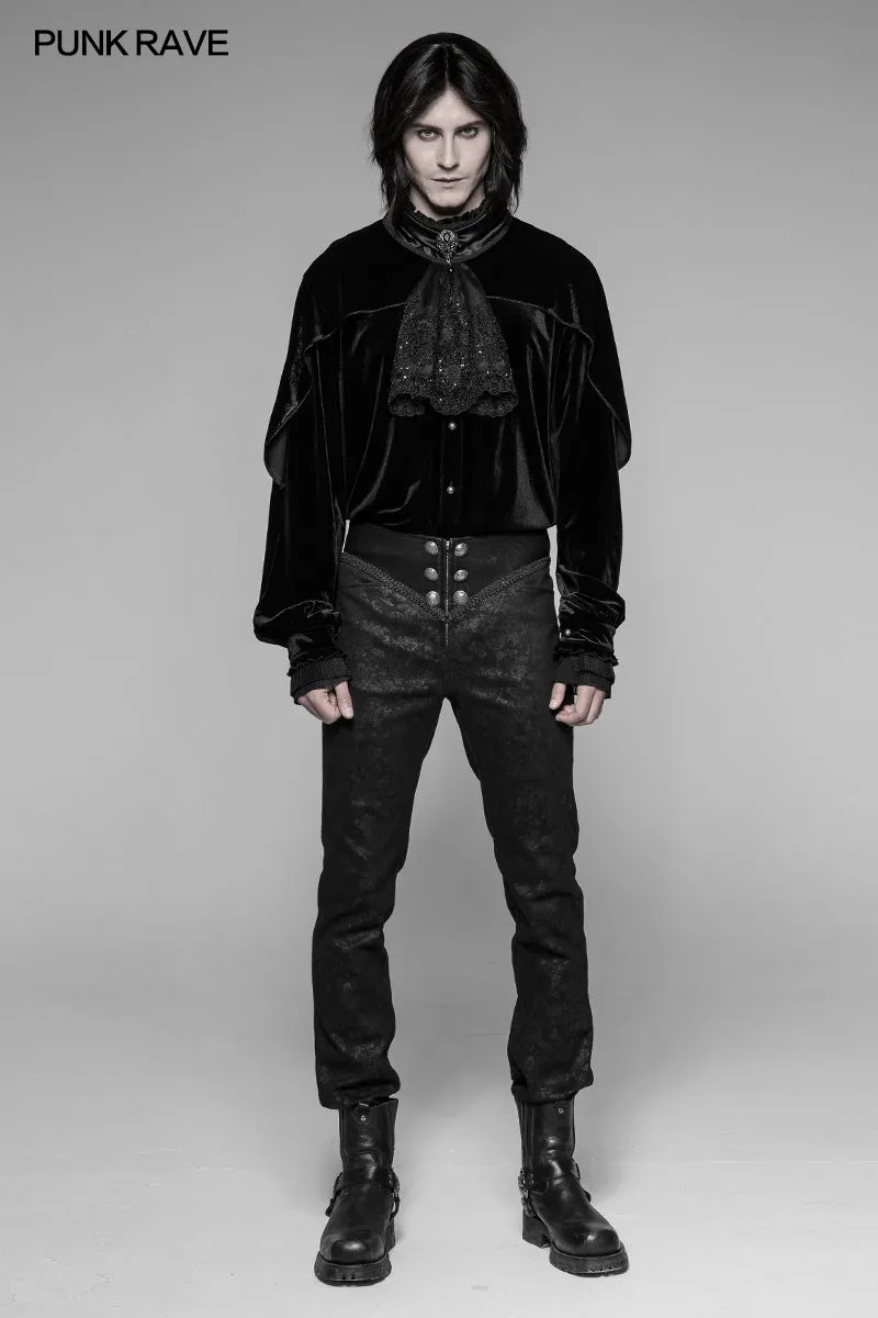 WS-269 Dracula Gothic Lace Silk Embroidered Collar Scarf With Faux Fur Accessories